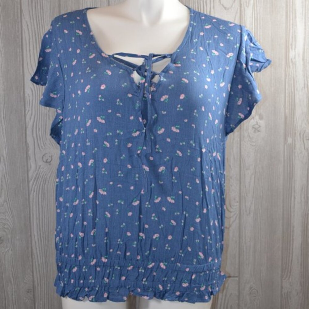 NWOT Glam Rox Blue Cap Slv Top 1X 2X 3X PL…